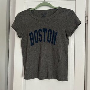 Brandy Melville Gray T-Shirt with Boston Print. Size medium